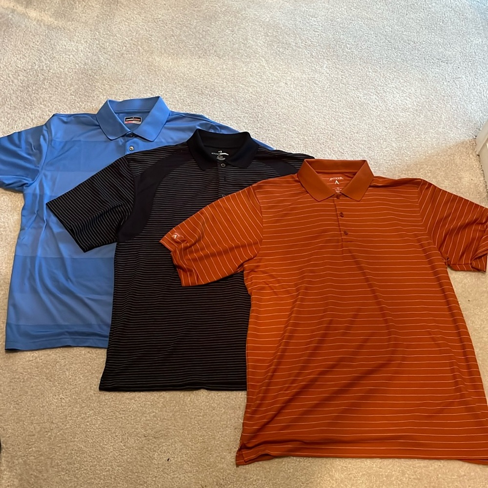 Men’s Athletic Polos. 2 Grand Slam and 1 Antigua. 
Size XL